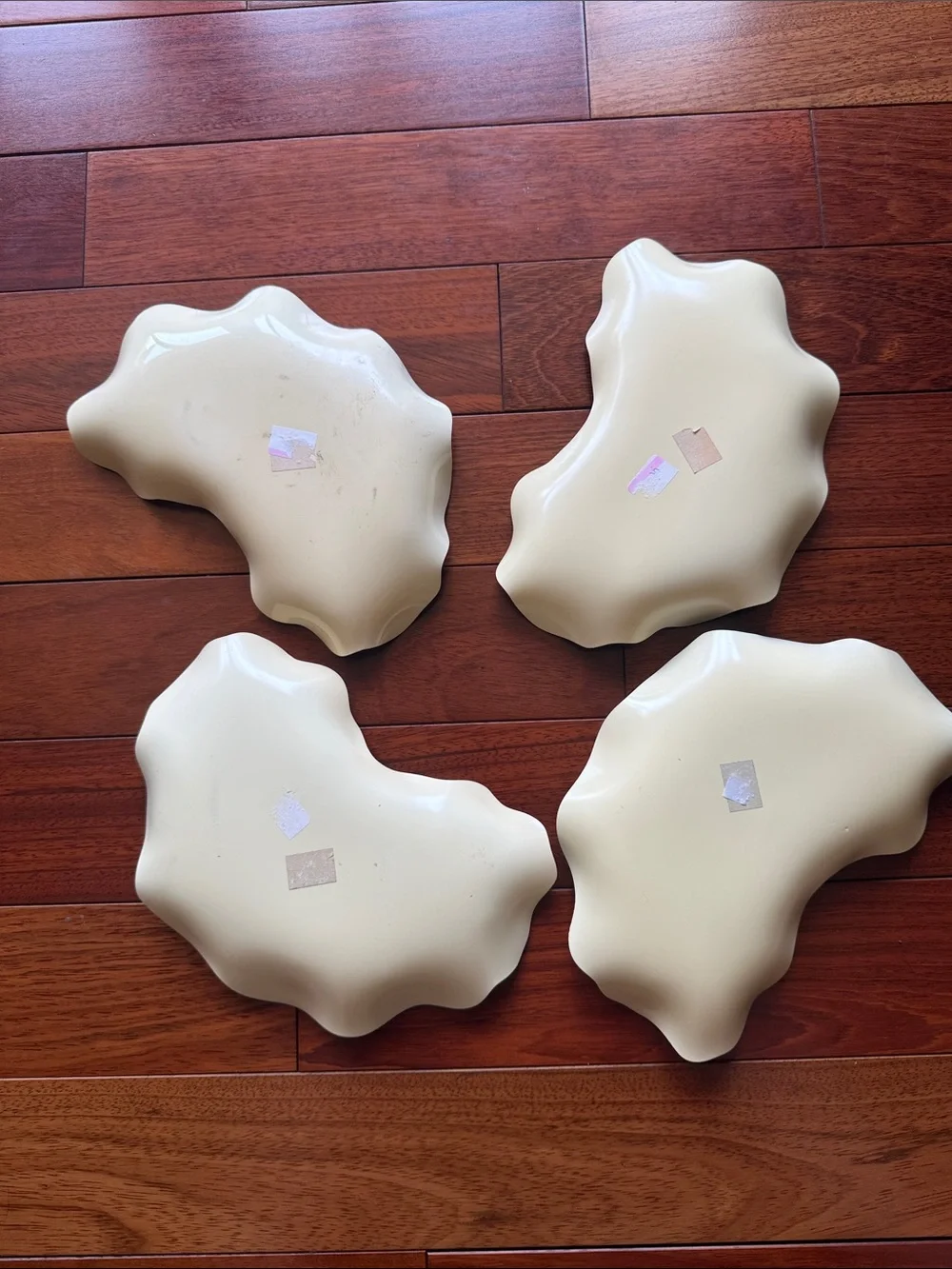 Green Leaf Melamine Serving Trays Set of 4 Organic Botanical Dish Vintage